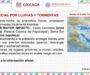 Alertan por lluvias intensas y tormentas en diversas regiones de Oaxaca.